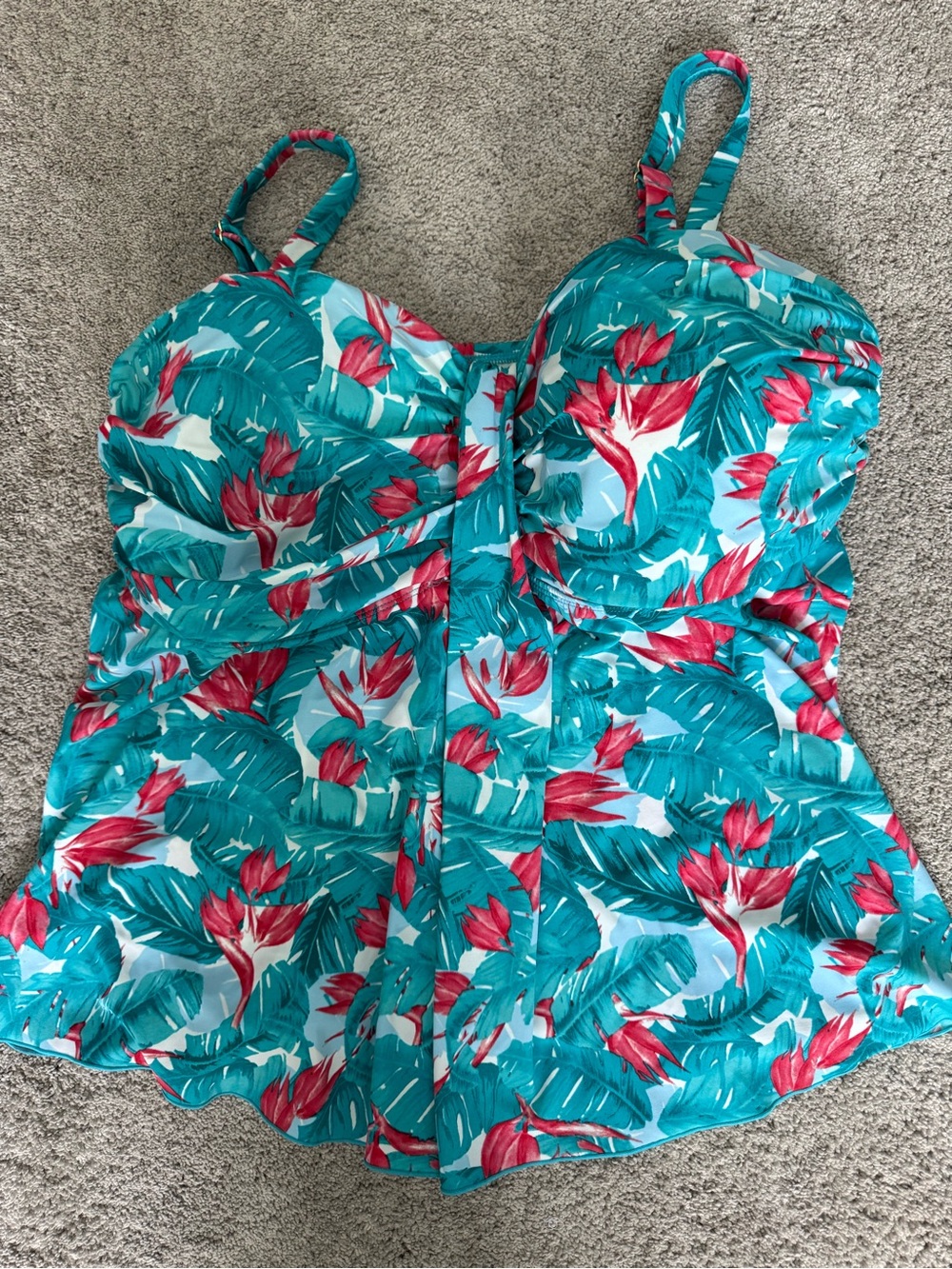Women’s Tropical Tankini Top Teal and Pink